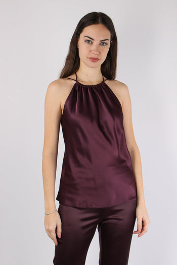 Carota Top Satin Smanicato Bordeaux - 2