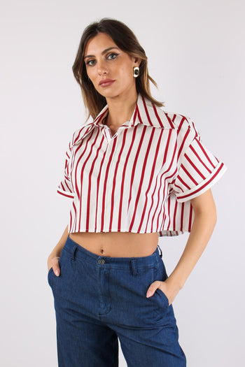 Camicia Corta Riga Bianco/rosso - 2