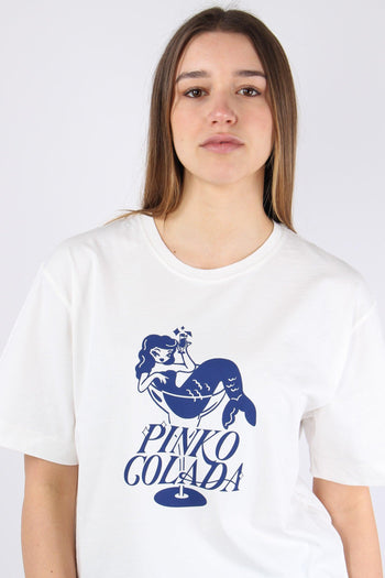 Strepitoso T-shirt Stampa Cola Bianco/blu - 6