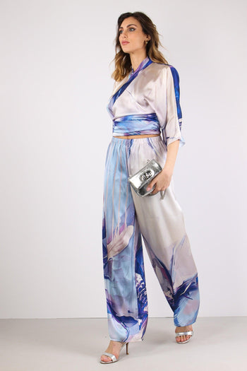 Pantalone Palazzo Fantasia Blu - 4