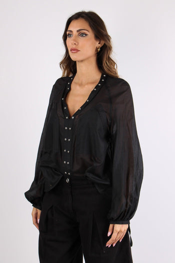 Darren Blusa Voile Bulloni Nero Limousine - 6