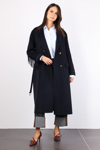 Cappotto Cinturato Frange Blu - 7