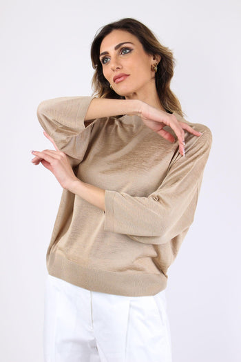 Maglia Inserto Lurex Sabbia - 7