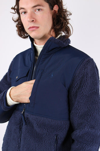 Felpa Full Zip Bimateriale Navy - 7