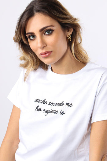 T-shirt Ricamo Anche Secondo Bianco - 5