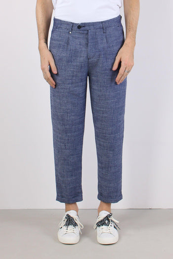 Pantalone Misto Lino Blu - 2