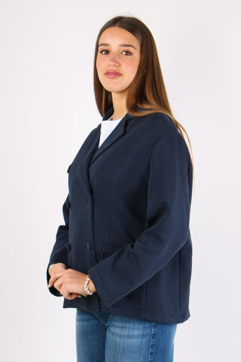 Giacca Doppiopetto Squadrata F Blu - 5