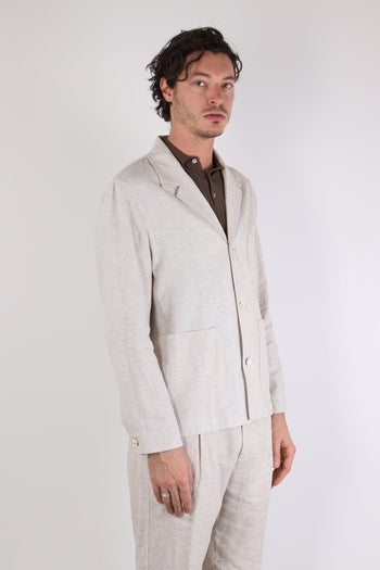 Orzo Giacca Camicia Misto Lino Sabbia - 6