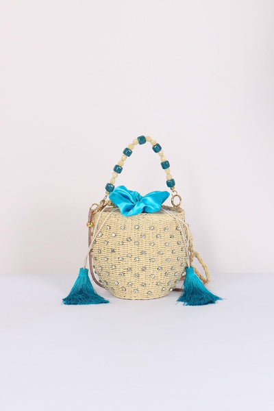 Secchiello Paglia Strass Toruoise