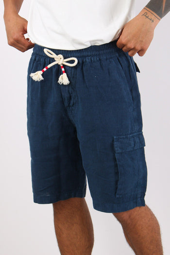 Bermuda Lino Coulisse Blu - 6