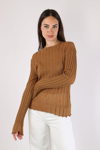 Maglia Girocollo Lurex Cammello - 2