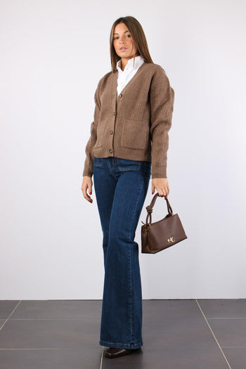 Cardigan Inserto Tasche Light Brown - 4