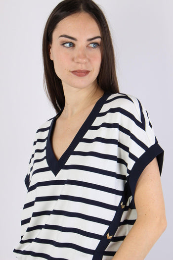 Maglia Smanicata Riga White/blue - 6