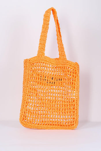 Shopping Rafia Logo Ricamo Arancione - 3