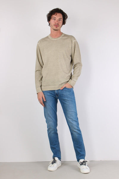 Maglia Doppia Tintura Effetto Lino Cement