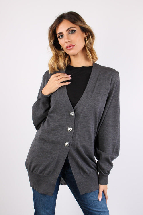 Cardigan Bottoni Oro 0 Grigio Medio Melange