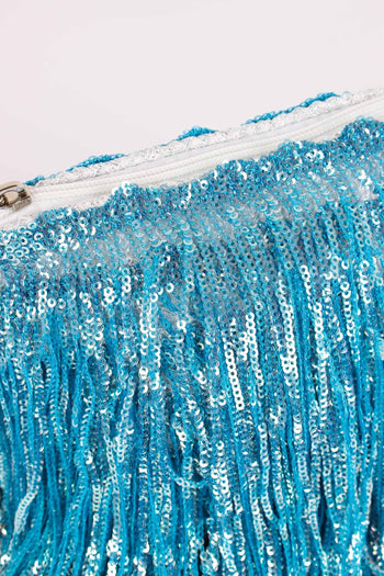 Pochette Paillettes Frange Torquoise - 6