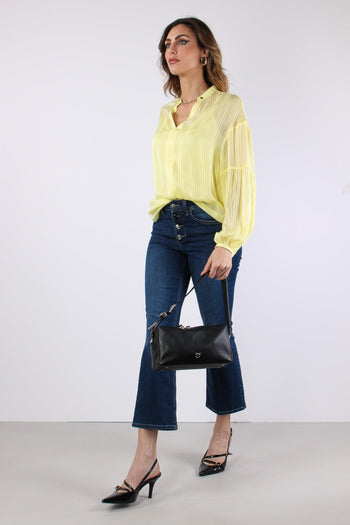 Jeans Trombetta Bottoni Denim Scuro - 4