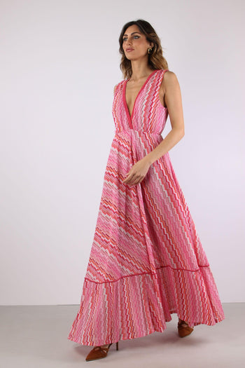 Abito Lungo Jacquard Electric Fuxia - 8
