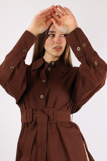 Cheryl Giacca Cintura Cotone Marrone - 3