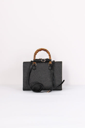 Mini Shopping Patch Manico Bam Denim Black - 3