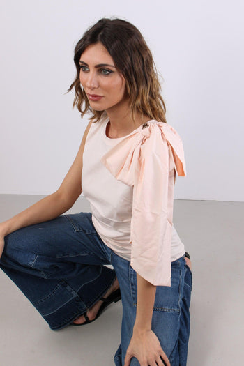 Aimee T-shirt Fiocco Spalla Silver Peony - 3