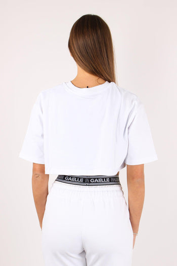 T-shirt Crop Elastico Logo Bianco/nero - 3