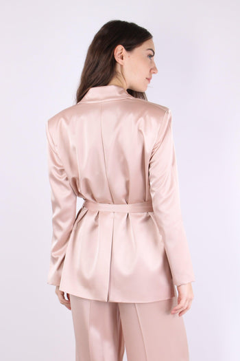 Rapa Giacca Cintura Satin Rosa Mogano - 5