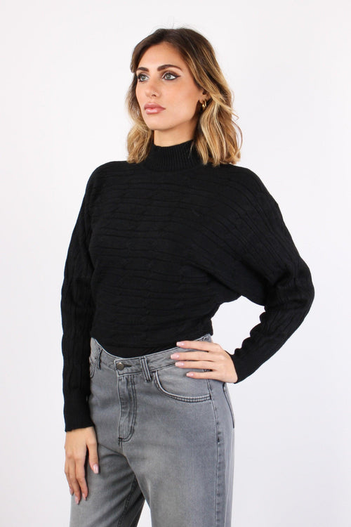 Maglia Treccia Cropped Nero - 2