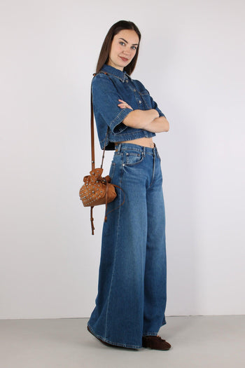 Jeans Flare Ampio Denim Scuro - 5