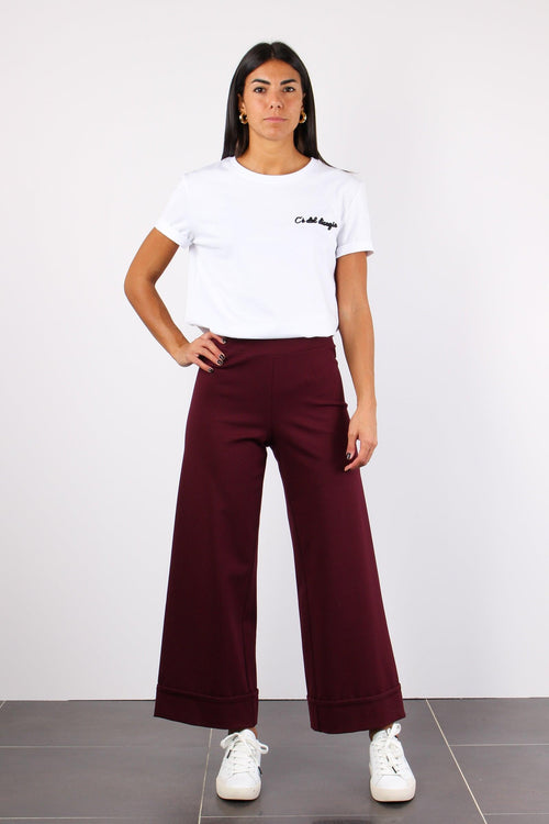 Pantalone Cropped Risvolto Bordeaux