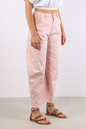 Pantalone Barrel Tessuto Legge Rosa - 6