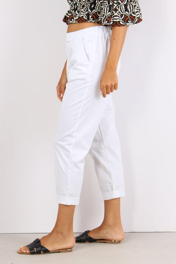 Pantalone Elastico Cotone Legg Bianco - 3
