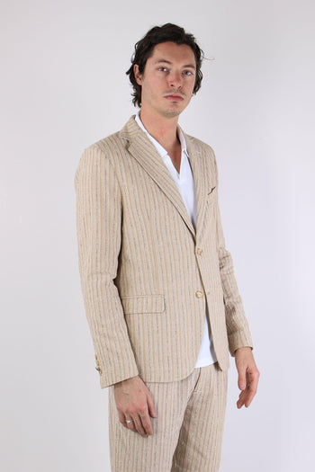 Giacca Riga Jacquard Beige - 6