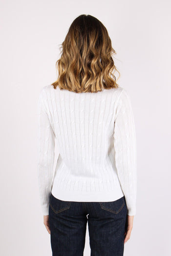Maglia Girocollo Treccia Bianco - 4