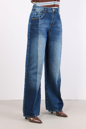 Jeans Banda Contrasto Blu - 8