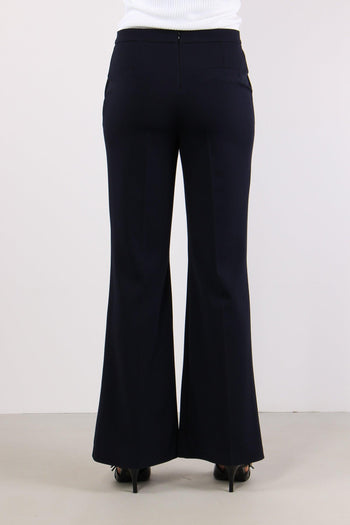 Pantalone Zampa Scuba Crepe Blu - 4