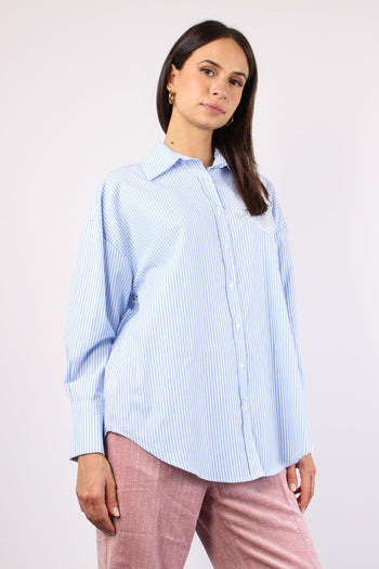 Camicia Riga Inserto Pizzo Bianco/azzurro - 5