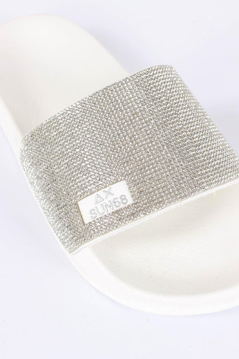 Ciabatta Fascia Strass Bianco - 4