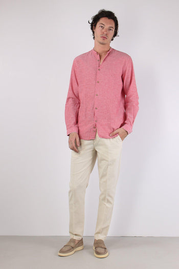 Camicia Lino Coreana Corallo - 2