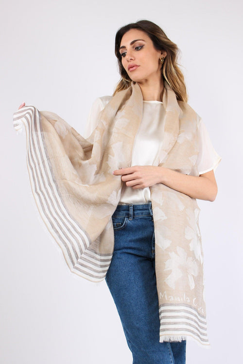 Foulard Fantasia Fiori Lino Fieno