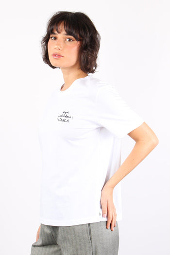 T-shirt Ricamo Segni Particol Bianco - 5