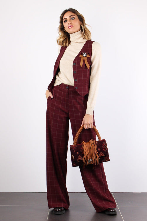 Pantalone Palazzo Quadro Bordeaux