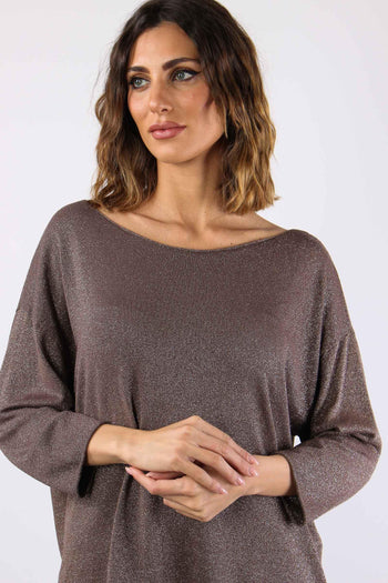 Maglia Scavo Barca Lurex Cioccolato - 7