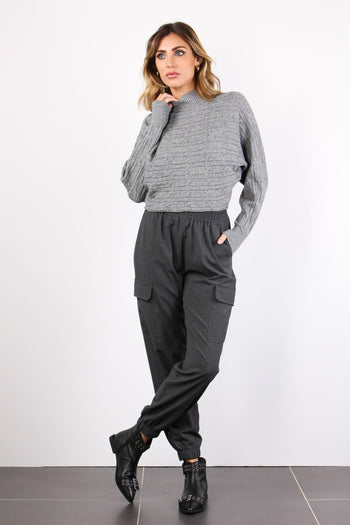 Maglia Treccia Cropped Grigio - 4