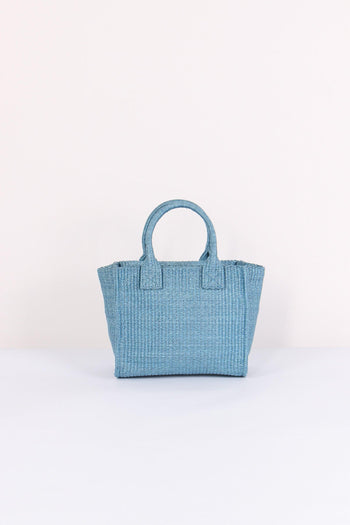 Mini Shopping Beach Rafia Light Blue - 3