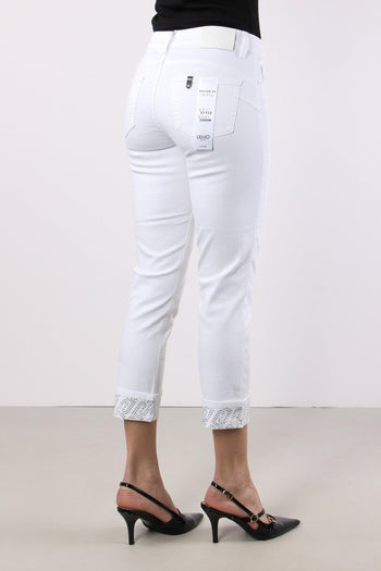 Jeans Monroe Risvolto Strass Bianco Ottico - 7