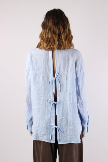 Camicia Lino Retro Fiocchi Azzurro - 4