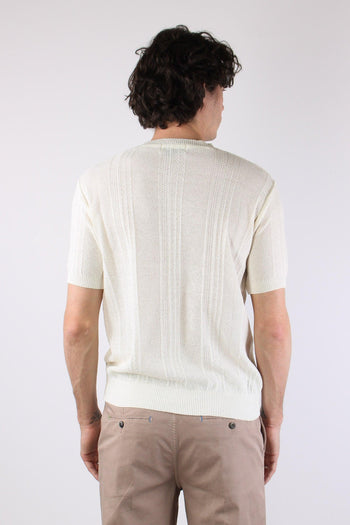T-shirt Cotone Lavorato Panna - 4