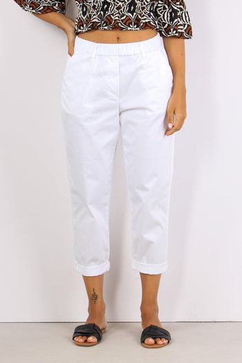 Pantalone Elastico Cotone Legg Bianco - 2